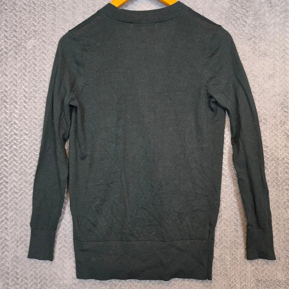 LOFT Womens Forest Green Wool Blend V-Neck Button Front Cardigan Sweater Small